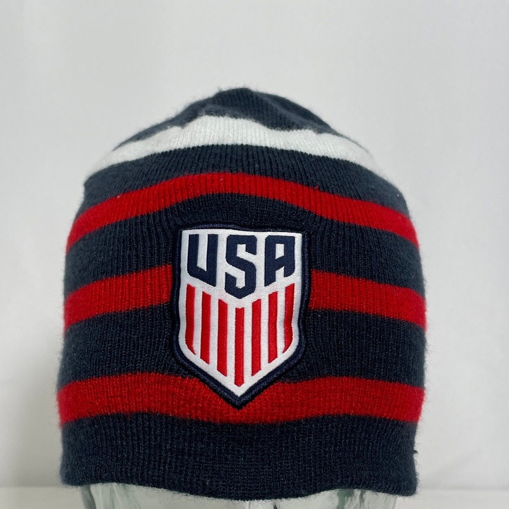 USWNT US Soccer Federation Tea USA Striped Beanie Knit Hat Adult One Size